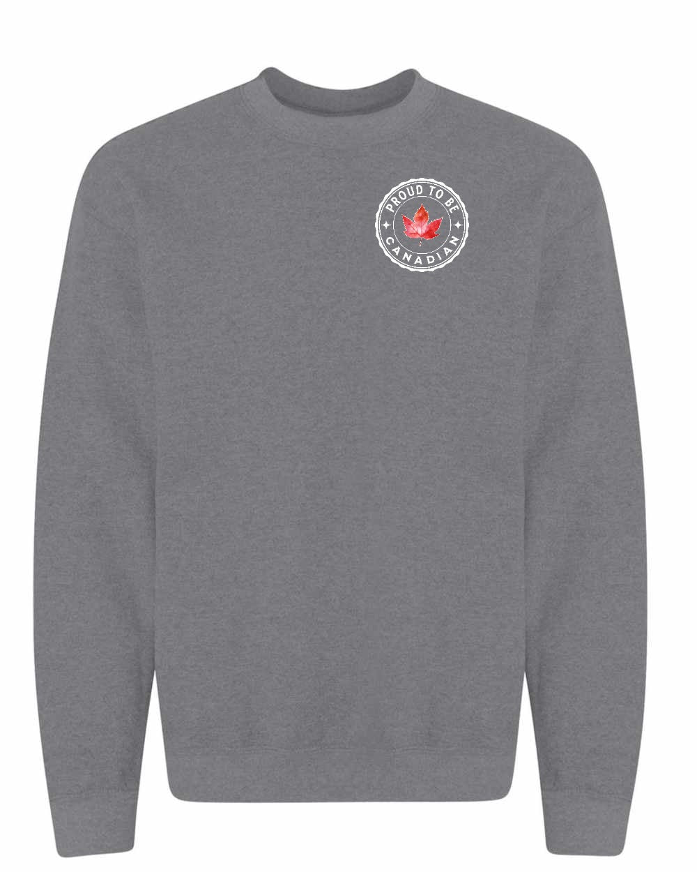 Proud to be Canadian Leaf Left Chest and Back Crewneck - Gildan Canada (sewn Internationally)