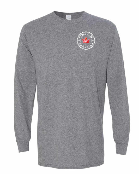 Proud to be Canadian Leaf Left Chest Long Sleeve - Gildan Canada (sewn Internationally)
