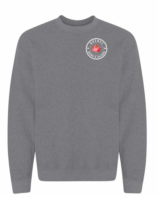Born and Raised Quebec Left Chest and Back Crewneck - Gildan Canada (sewn Internationally)