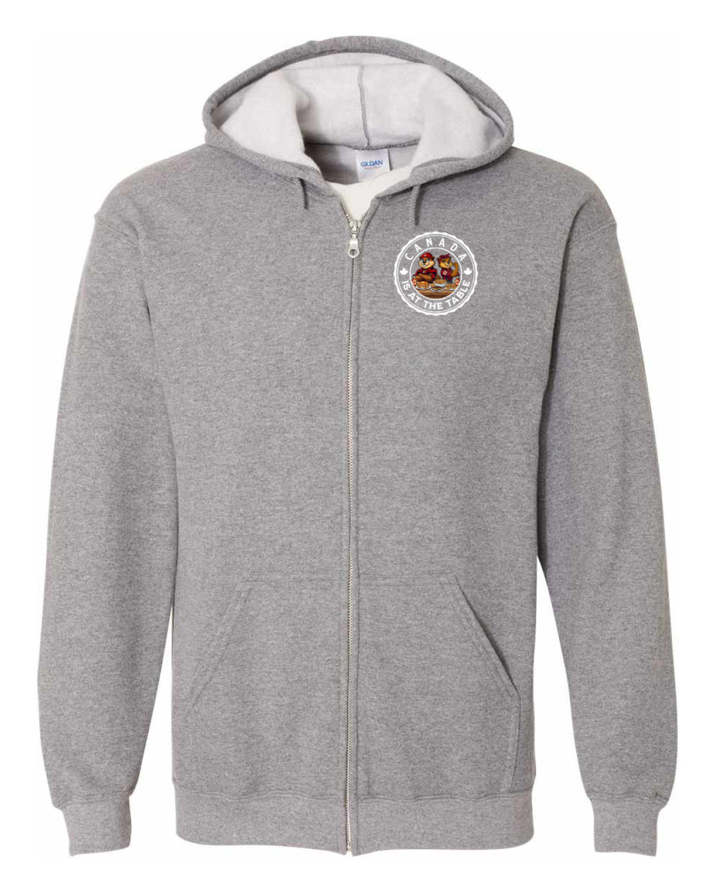 Canada At The Table Left Chest And Back Zip Hoodie - Unisex
