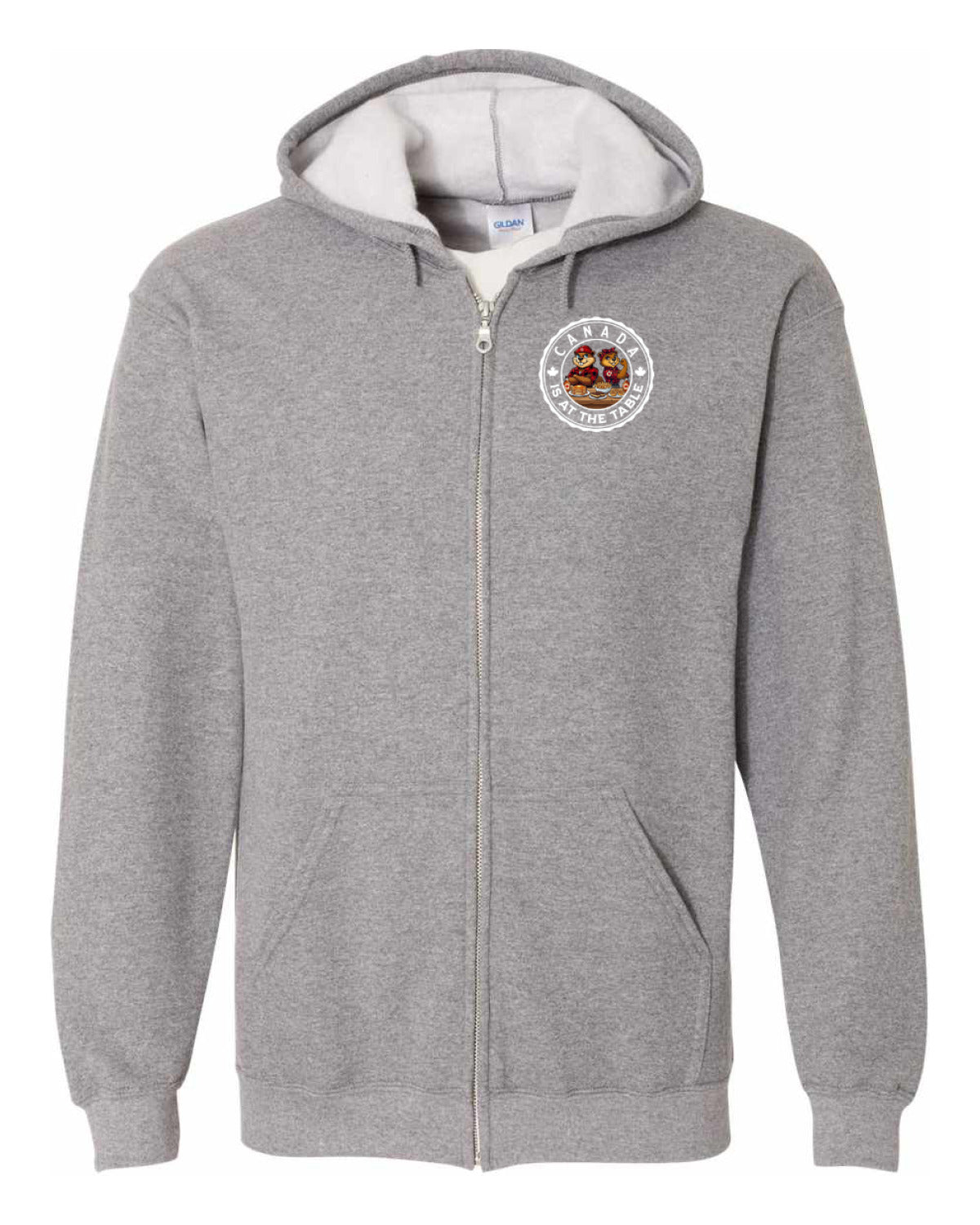 Canada At The Table Left Chest And Back Zip Hoodie - Unisex