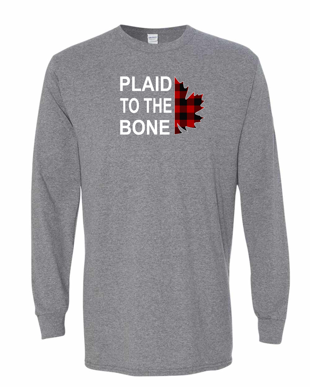 Plaid to the Bone Stacked Leaf Left Chest Long Sleeve
