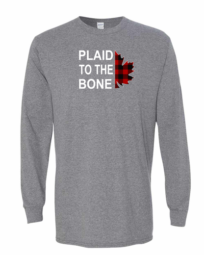 Plaid to the Bone Stacked Leaf Left Chest Long Sleeve