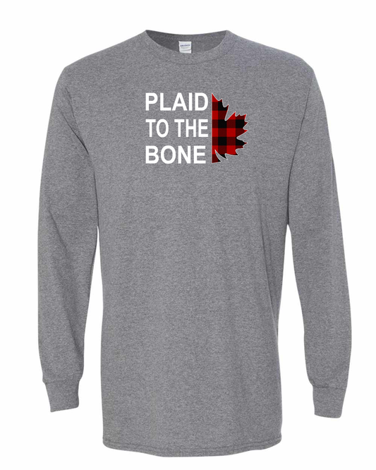 Plaid to the Bone Stacked Leaf Left Chest Long Sleeve