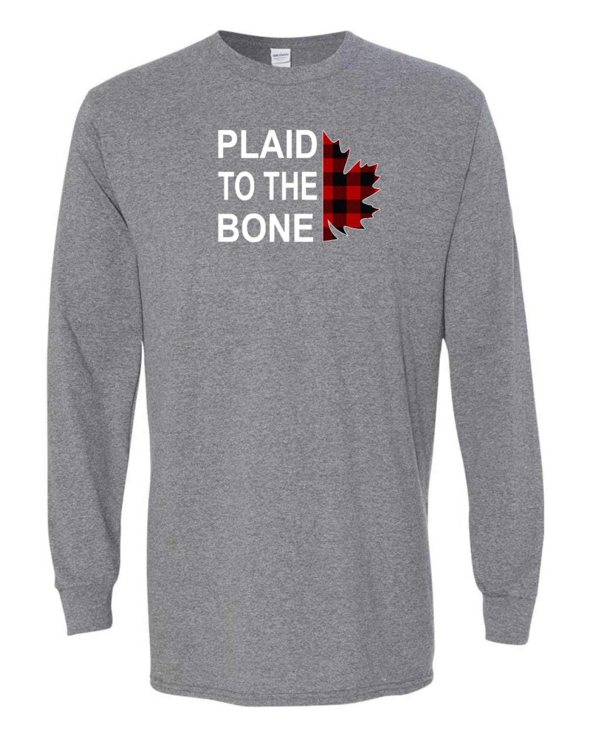 Plaid to the Bone Stacked Leaf Left Chest Long Sleeve - Unisex