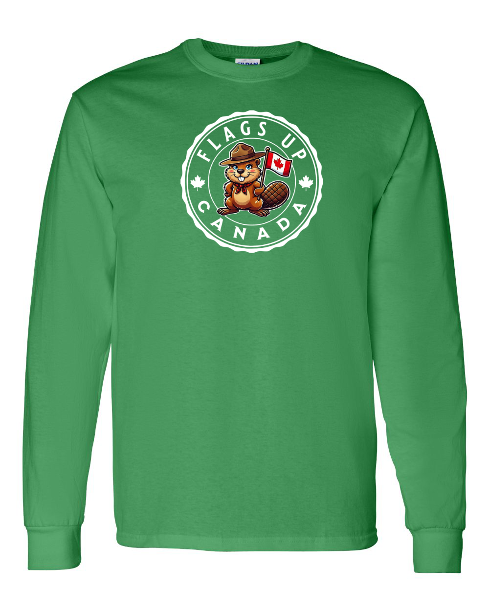 Flags Up Canada Female Beaver Full Long Sleeve Tee - Gildan Canada (sewn Internationally )