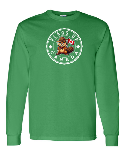 Flags Up Canada Female Beaver Full Long Sleeve Tee - Gildan Canada (sewn Internationally )