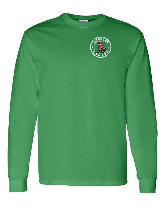 Elbows up Beaver Left Chest and Back Long Sleeve - Gildan Canada (sewn Internationally)