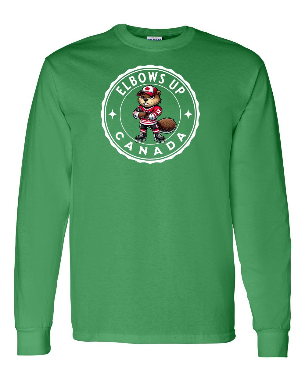 Elbows up Beaver Full Long Sleeve - Gildan Canada (sewn Internationally)