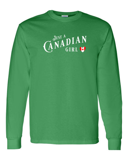 Just A Canadian Girl (Heart Flag Full) Full Long Sleeve - Gildan Canada (sewn Internationally)