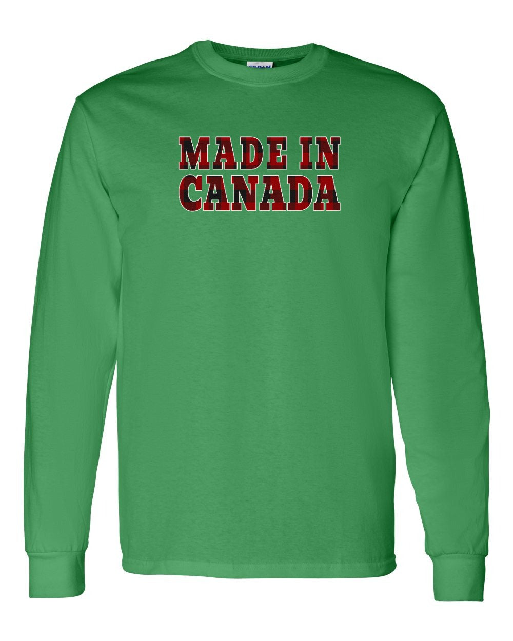 Made in Canada Plaid Background Full Long Sleeve - Gildan Canada (sewn Internationally)