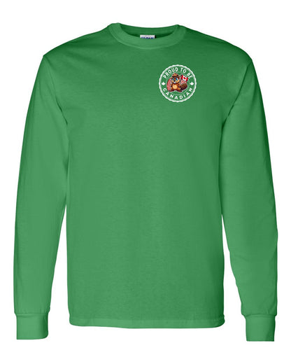 Proud to be Canadian Beaver Left Chest and Back Long Sleeve - Gildan Canada (sewn Internationally)