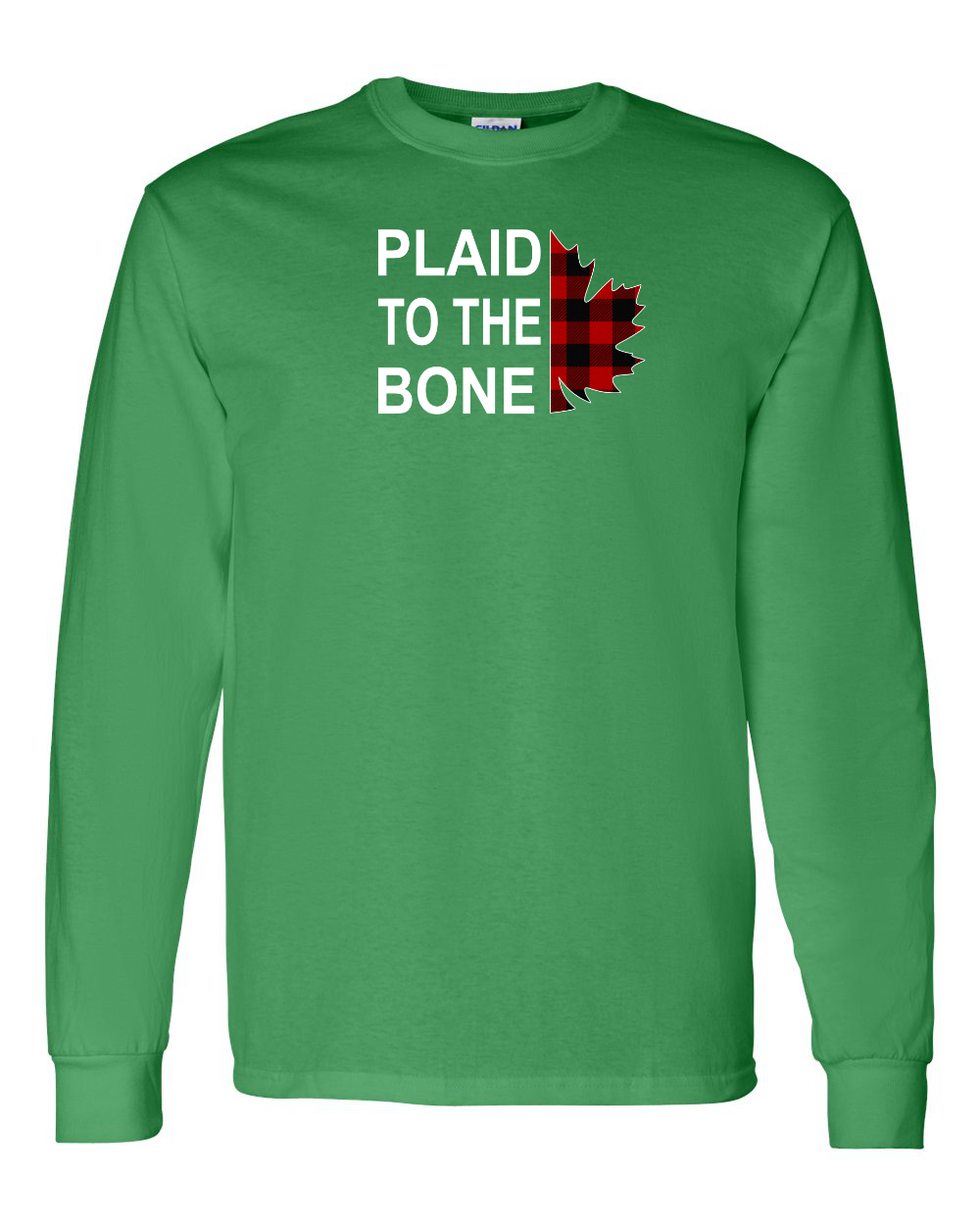 Plaid to the Bone Stacked Leaf Left Chest Long Sleeve