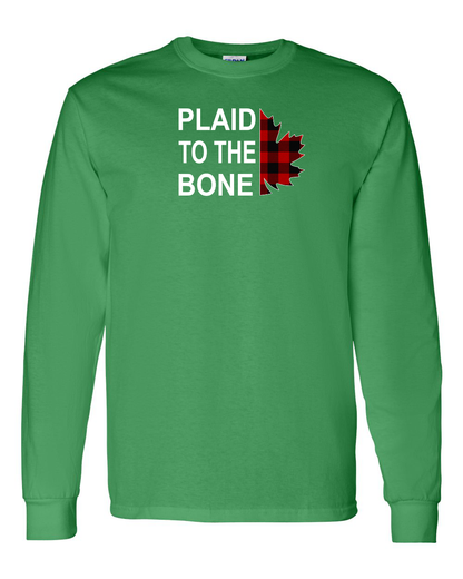 Plaid to the Bone Stacked Leaf Left Chest Long Sleeve
