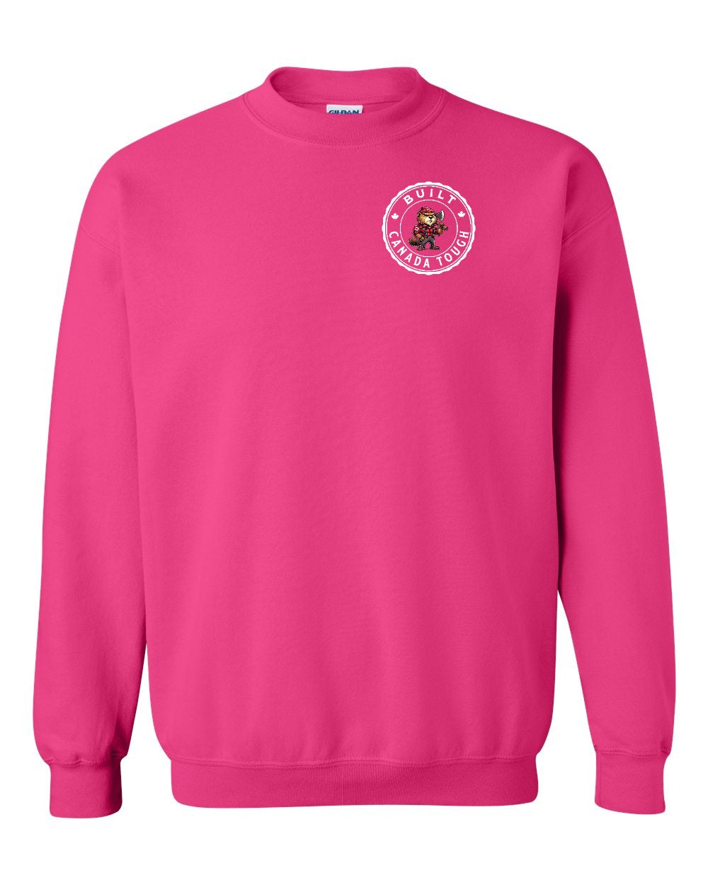Built Canada Tough Male Beaver Left Chest and Back Crewneck - Gildan Canada (sewn Internationally)
