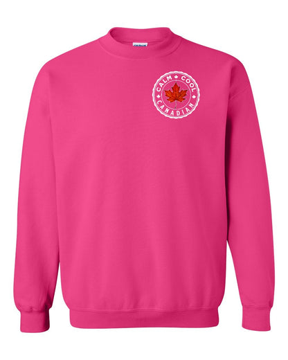 Calm Cool Canadian Leaf Left Chest and Back Crewneck - Gildan Canada (sewn Internationally)