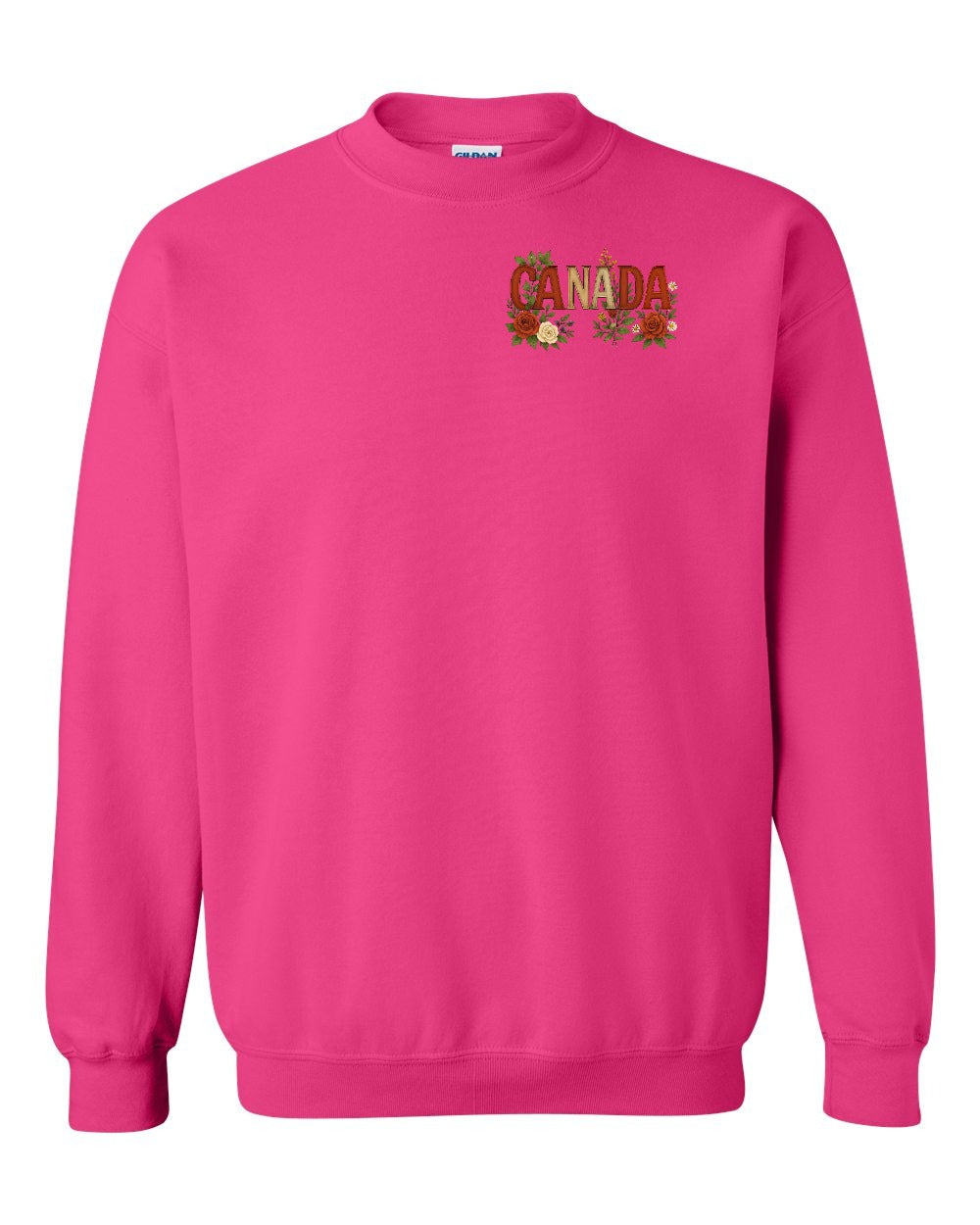 Canada Flowers Left Chest and Back Crewneck - Gildan Canada (sewn Internationally)