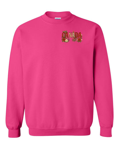 Canada Flowers Left Chest and Back Crewneck - Gildan Canada (sewn Internationally)