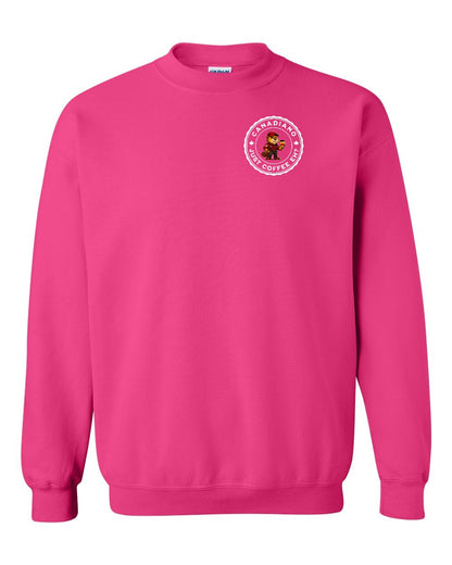 Canadiano just Coffee EH! Male Beaver Left Chest Crewneck - Gildan Canada (sewn Internationally)