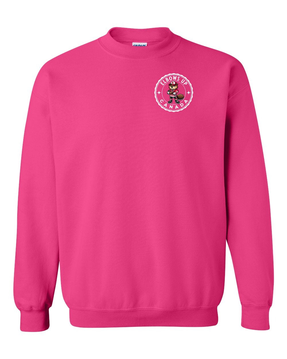 Elbows up Beaver Left Chest Crewneck - Gildan Canada (sewn Internationally)
