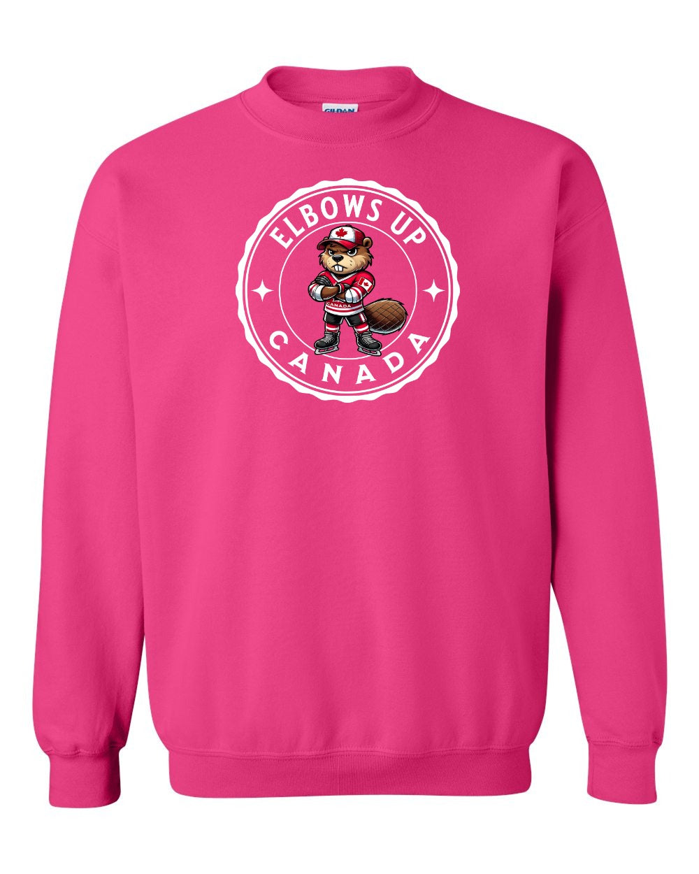Elbows up Beaver Full Crewneck - Gildan Canada (sewn Internationally)