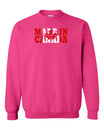 Made in Canada Flag Background Full Crewneck - Gildan Canada (sewn Internationally)