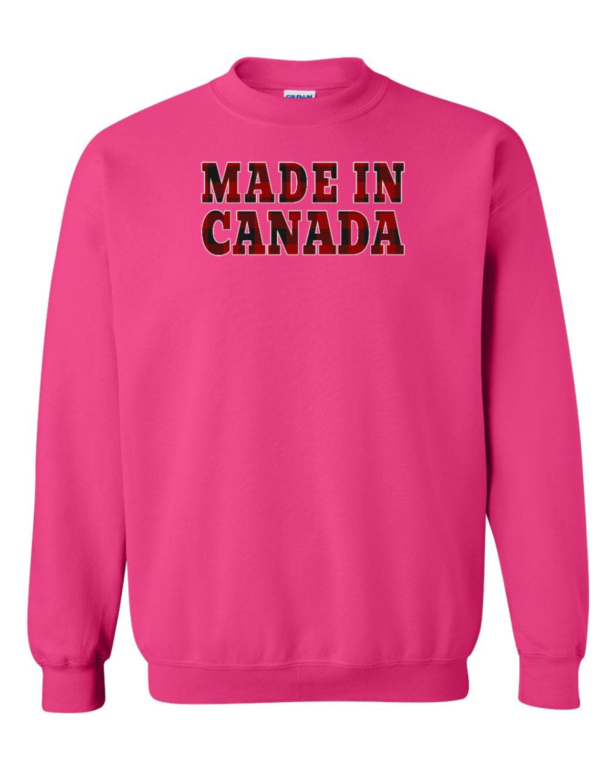 Made in Canada Plaid Background Full Crewneck - Unisex