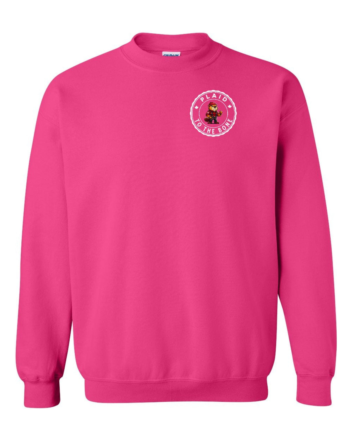 Plaid to the Bone Beaver Left Chest Crewneck - Unisex