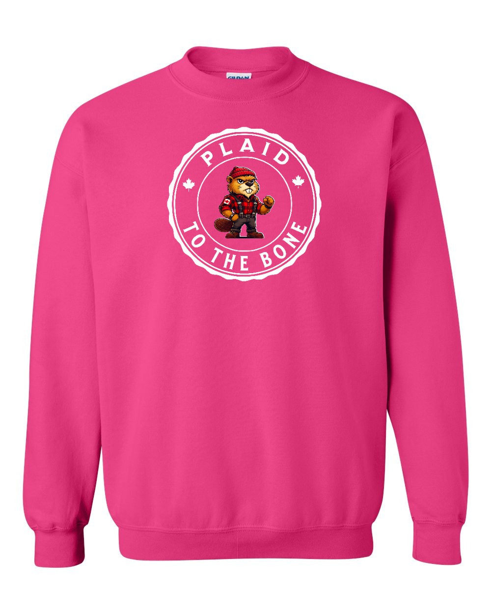 Plaid to the Bone Beaver Full Crewneck - Gildan Canada (sewn Internationally)