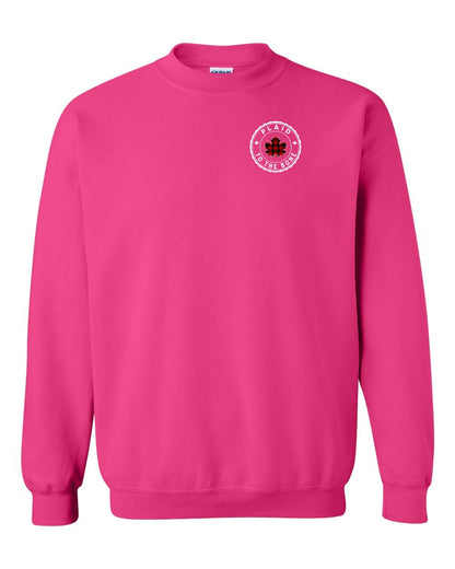 Plaid to the Bone Circle Leaf Left Chest and Back Crewneck - Gildan Canada (sewn Internationally)