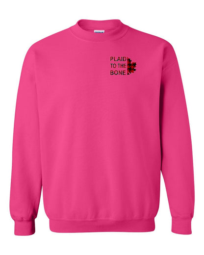 Plaid to the Bone Stacked Leaf Left Chest and Back Crewneck - Gildan Canada (sewn Internationally)