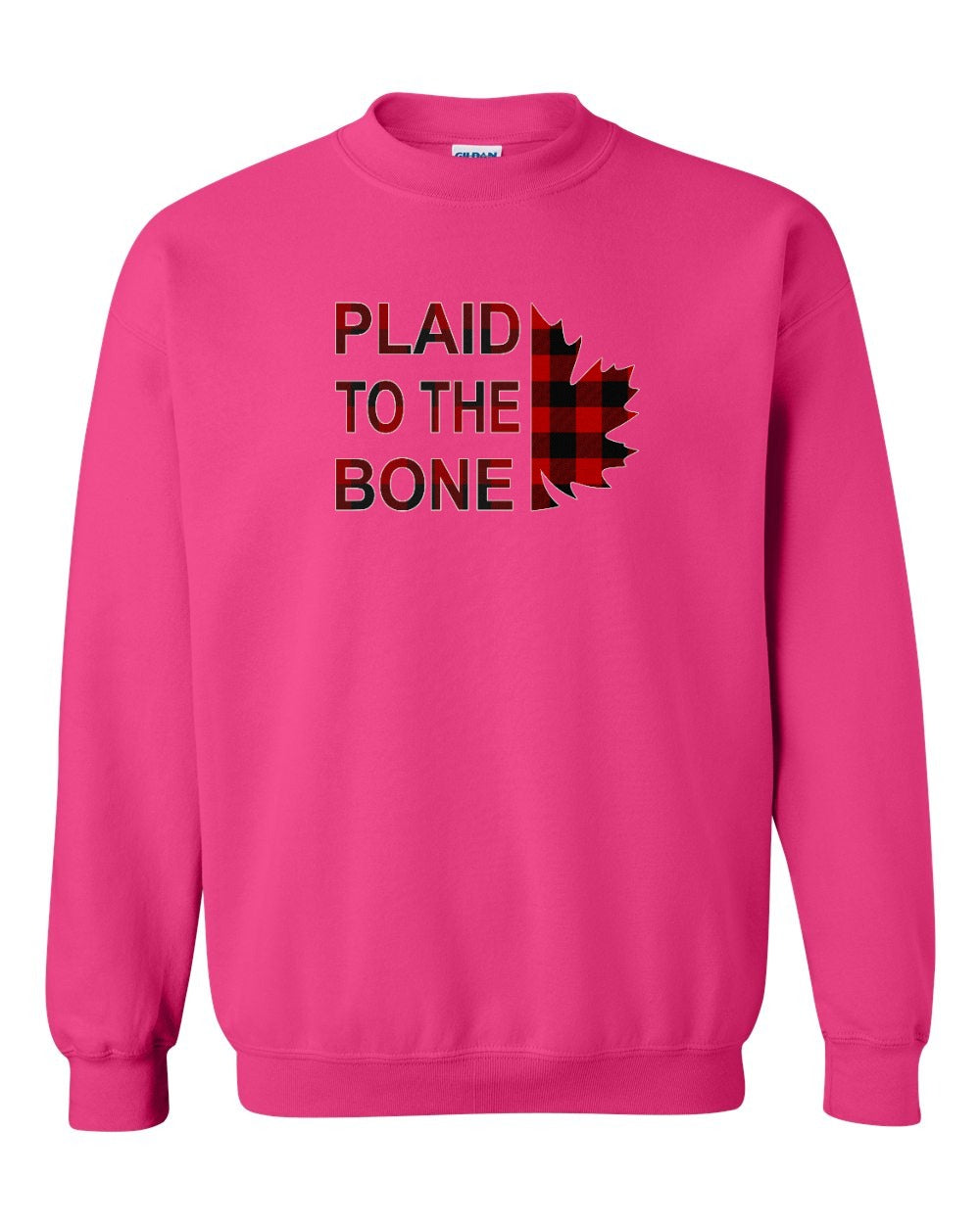 Plaid to the Bone Stacked Leaf Full Crewneck - Gildan Canada (sewn Internationally)