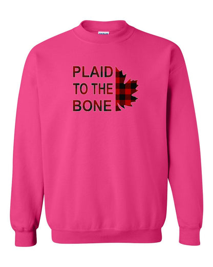 Plaid to the Bone Stacked Leaf Full Crewneck - Gildan Canada (sewn Internationally)