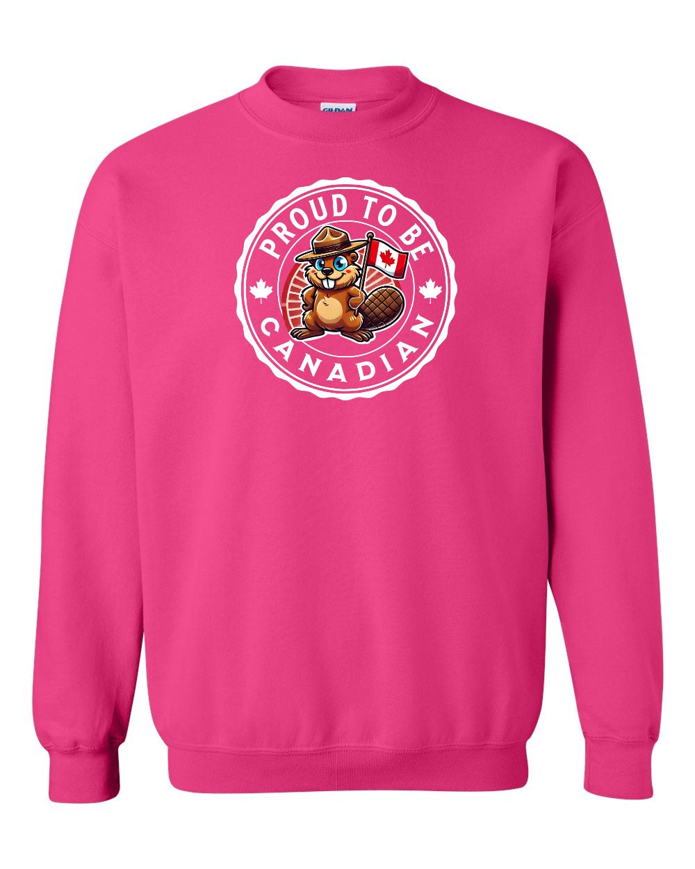 Proud to be Canadian Beaver Full Crewneck - Gildan Canada (sewn Internationally)