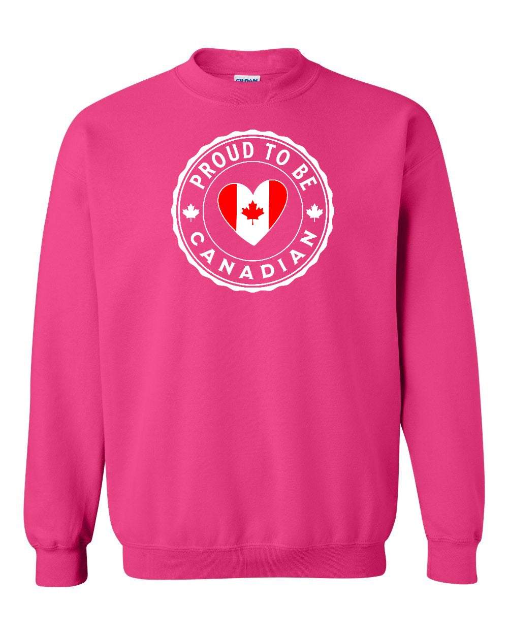 Proud to be Canadian Heart Flag Full Crewneck - Gildan Canada (sewn Internationally)