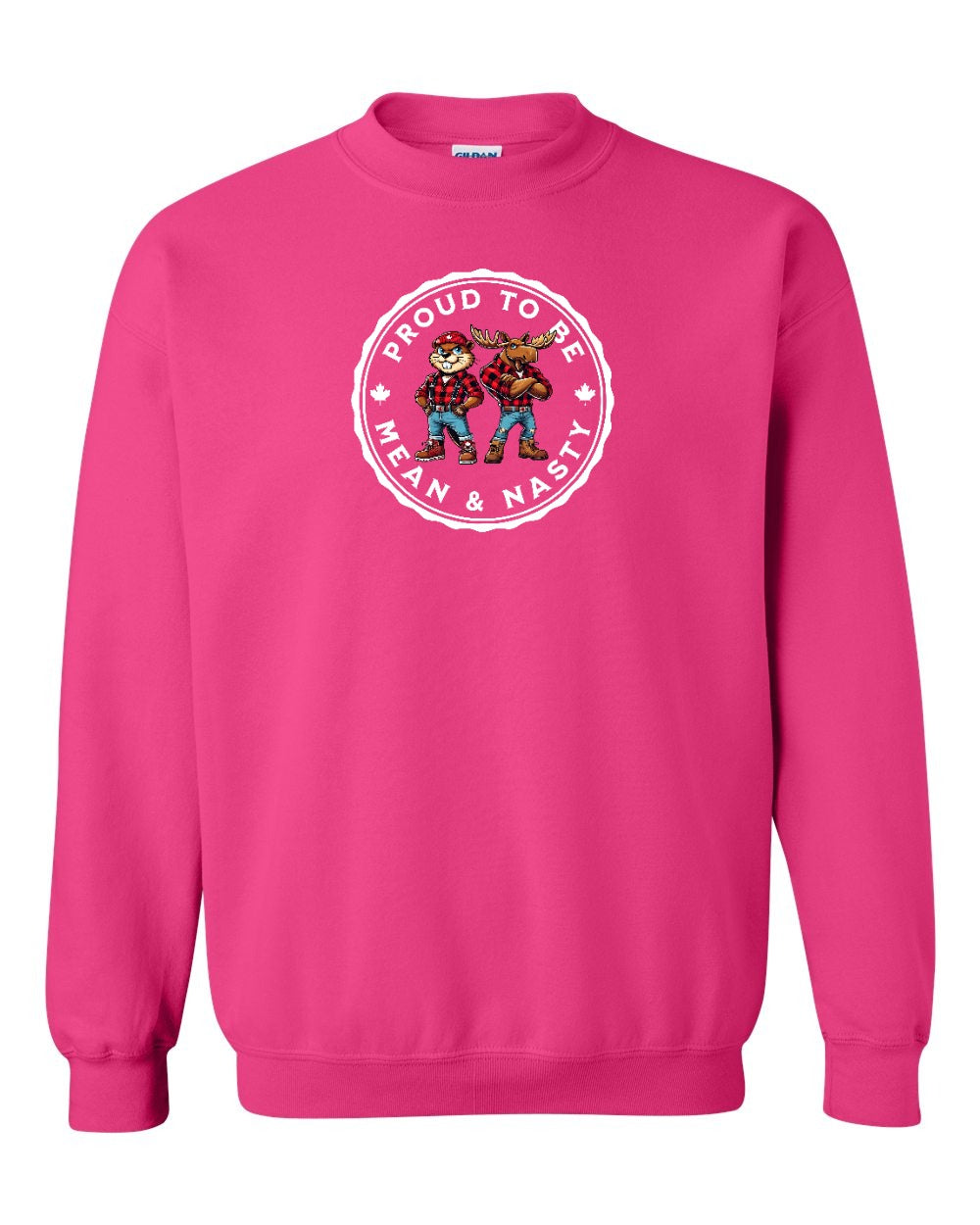 Proud Mean & Nasty Beaver and Moose Full Crewneck - Gildan Canada (sewn Internationally)