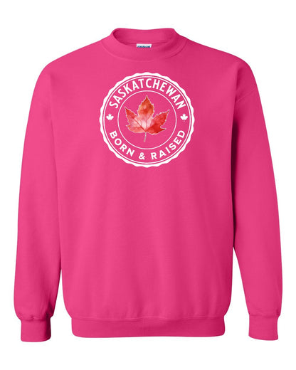 Born and Raised Saskatchewan Full Crewneck - Gildan Canada (sewn Internationally)