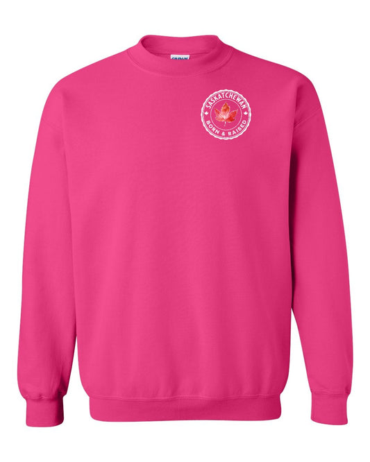 Born and Raised Saskatchewan Left Chest and Back Crewneck - Gildan Canada (sewn Internationally)