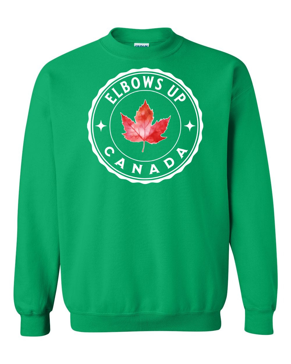 Elbows up Leaf Full Crewneck - Gildan Canada (sewn Internationally)