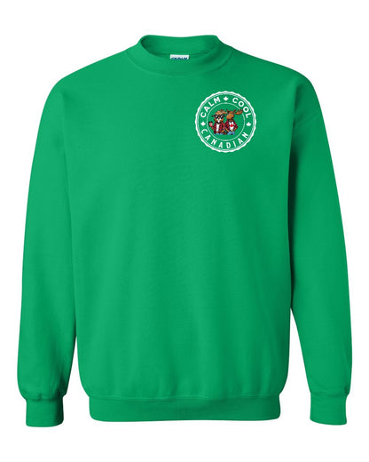 Calm Cool Moose and Beaver Left Chest and Back Crewneck - Gildan Canada (sewn Internationally)