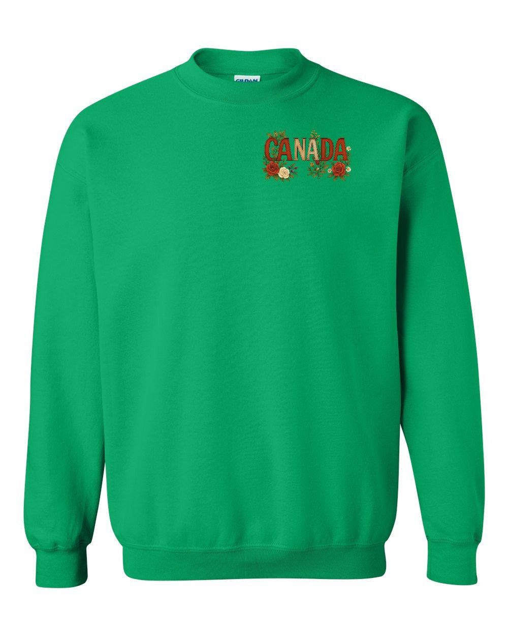 Canada Flowers Left Chest and Back Crewneck - Gildan Canada (sewn Internationally)
