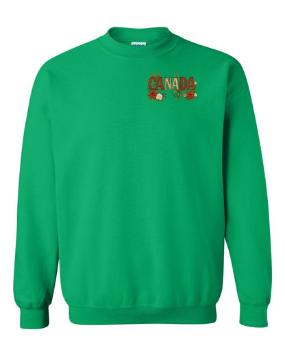 Canada Flowers Left Chest and Back Crewneck - Gildan Canada (sewn Internationally)