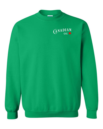 Canadian Gal Left Chest and Back Crewneck - Gildan Canada (sewn Internationally)