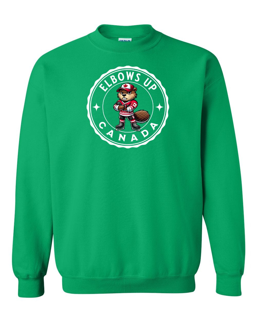 Elbows up Beaver Full Crewneck - Gildan Canada (sewn Internationally)