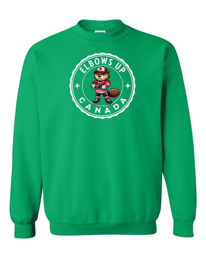 Elbows up Beaver Full Crewneck - Gildan Canada (sewn Internationally)