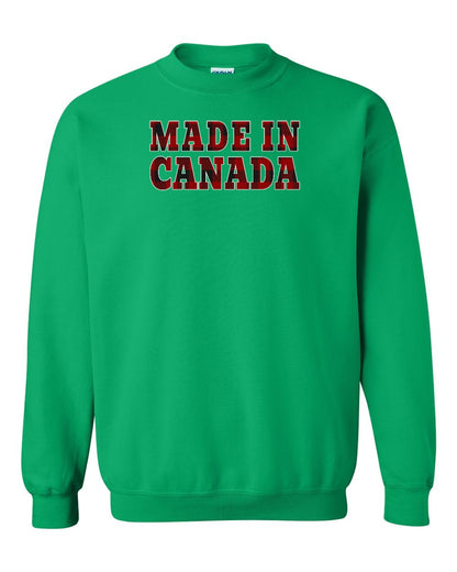Made in Canada Plaid Background Full Crewneck - Gildan Canada (sewn Internationally)