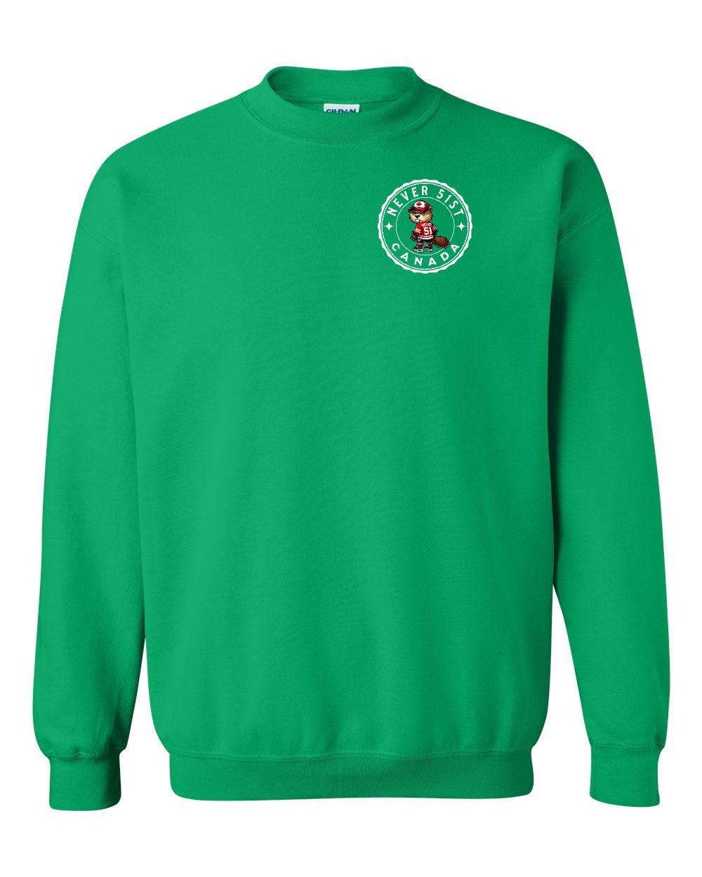 Never 51st Beaver Left Chest and Back Crewneck