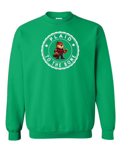 Plaid to the Bone Beaver Full Crewneck - Gildan Canada (sewn Internationally)