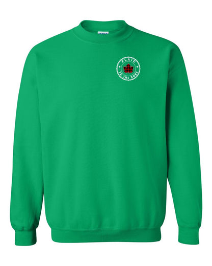 Plaid to the Bone Circle Leaf Left Chest and Back Crewneck - Gildan Canada (sewn Internationally)