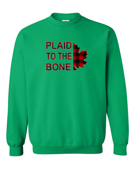 Plaid to the Bone Stacked Leaf Full Crewneck - Gildan Canada (sewn Internationally)